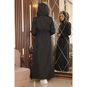 Longue veste trench décontractée à fermeture éclair et lacets, col rond, manches longues, fermeture éclair intégrale - Product Image 5