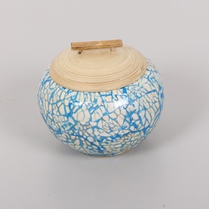 Eco crafts boîtes en bambou naturel tourné bocaux bleus avec couvercle ajusté boîte & pot avec logo personnalisable - Product Image 2