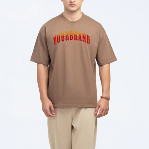 <b>Top</b> Premium Quality 100% Organic Cotton Knitted <b>Mens</b> T-shirt Regular Fit Dropshoulder Solid Colour Custom Heat-transfer Printing - Product Image 1