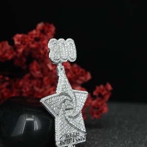 Pendentif personnalisé de luxe en argent sterling 925 avec diamant moissanite rond brillant, bijoux hip-hop glacés, collier personnalisé - Product Image 6