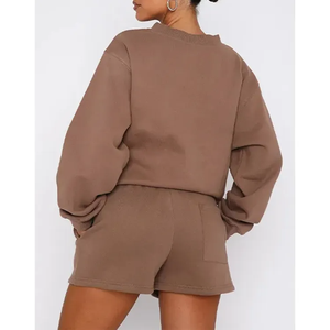 Ropa deportiva con logotipo personalizado, chándal corto para mujer, conjuntos de 2 piezas, sudaderas y pantalones cortos para mujer, Jogger Jumper, conjuntos para mujer - Product Image 5