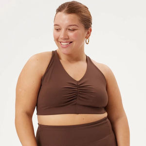 Wholesale Women's Yoga Sports Bra High <b>Support</b> Convertible Straps U-<b>NECK</b> Breathable Spandex/Nylon Made in Pakistan Front Logo - Product Image 5