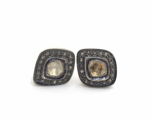 Boucles d'oreilles en diamant Polki en argent sterling plaqué or vintage à la mode pour femmes quantité en vrac avec des diamants naturels - Product Image 1