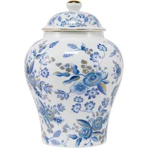 Urne funéraire en métal commémorative classique de style européen pour adultes Design floral bleu Fabriqué à la main Disponible au prix de gros - Product Image 3