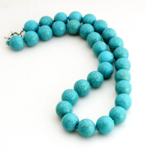 Turquoise <b>Necklace</b> 16mm Turquoise <b>Bead</b> <b>Necklace</b> Gift for Women,Chunky <b>Beads</b> <b>Necklace</b> - Product Image 1