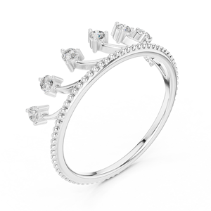 Anillo de oro minimalista moderno de 18 quilates Anillo de Bodas de diamantes - Product Image 4