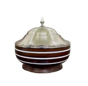 Fournitures en gros de haute qualité Base en bois attrayante chauffe-aliments avec casserole en métal support Chapati pour servir une marmite - Product Image 2