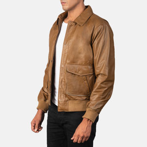 Custom Men's Sheep <b>Skin</b> Fashion Leather Jacket with Turn Down Collar Made in Pakistan In <b>Gold</b> Color - Product Image 4