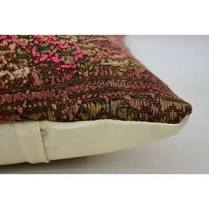 Vintage 16x24 Inch Pink Paisley Wool Patchwork Kantha <b>Pillow</b> 16x24 Inch Decorative Cushion with Woven Technique - Product Image 4