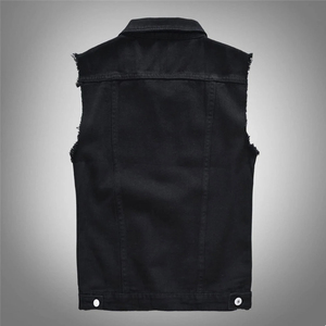 <b>Men</b> Sleeveless Jean <b>Vest</b> Slim Fit Washed Breathable Custom OEM Wholesale - Product Image 2