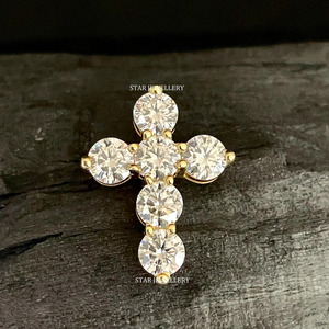 ทองแท้14K สำหรับทุกเพศ0.50 CT จี้เพชรแบบไขว้ประดับเพชรแบบไม่มีโซ่ - Product Image 5