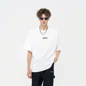 เสื้อผ้าแนวสตรีทสุดหรูสำหรับผู้ชายเสื้อยืดโชว์ไหล่แบบโอเวอร์ไซส์ผู้ผลิตออกแบบได้ตามต้องการสำหรับผ้าใบผ้าฝ้าย100% รุ่นเฮฟวี่เวทระบายอากาศได้ - Product Image 5