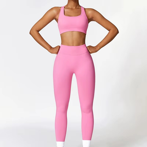 Ensemble de yoga pour femmes, 10 pièces, respirant, taille élastique, uni, en spandex/nylon, antibactérien, séchage rapide, vêtements de sport de haute qualité pour - Product Image 4