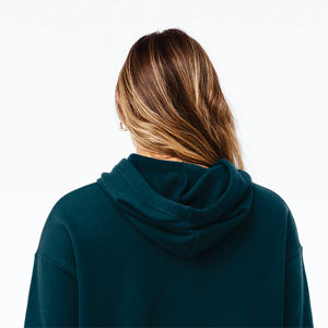 Sweat-shirt à capuche en coton peigné 52% Airlume pour femmes, ourlet brut, épaules tombantes 48% - Product Image 6