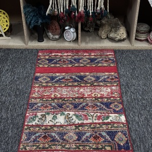 Tapis turc vintage, petit tapis de 2,1 x 7,4 pieds, tapis rouge Herki patchwork - Product Image 4