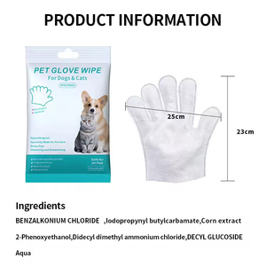 Gants jetables écologiques non tissés <span class=keywords><strong>pour</strong></span> animaux de compagnie, <span class=keywords><strong>lingettes</strong></span> douces <span class=keywords><strong>pour</strong></span> chiens et chats, nettoyantes, désodorisantes, parfum personnalisé, sèches et humides, 15x15cm - Product Image 2