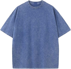 T-shirt unisexe ample à col rond et manches courtes en coton 250 g/m² de haute qualité, style vintage délavé à l'acide, pour homme, collection été 2026 - Product Image 4