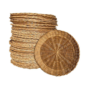 Natural Wicker Rattan Coasters Handmade <b>Round</b> Table Decor For Coffee And Drinks - Product Image 1