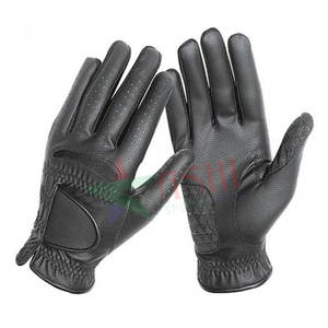 Guantes ecuestres unisex cómodos de cuero de alta calidad guantes de montar a caballo con logotipo personalizado para hombres mujeres adultos OEM disponible - Product Image 4