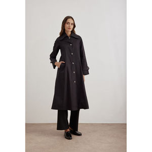 Manteau long en cuir PU noir, style trench, imperméable, décontracté, automne - Product Image 3