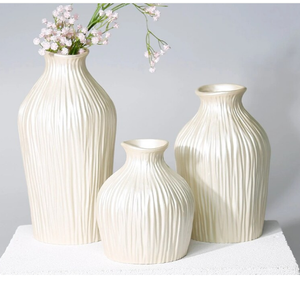 Vase à fleurs contemporain en métal Vase à fleurs enduit de poudre blanche Décoration de table Vase à fleurs en métal pour salon - Product Image 6