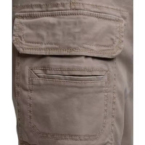 Short cargo décontracté pour hommes, motif solide, multi-poches avec braguette zippée, coupe ample et fermeture boutonnée à la taille pour la plage - Product Image 3