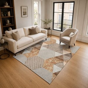 RUGS DEPOT LXDP-0866 Wholesale Terracotta Gold Modern Vintage Digital Printed Machine Washable Chenille Area Rug Non <b>Slip</b> - Product Image 2