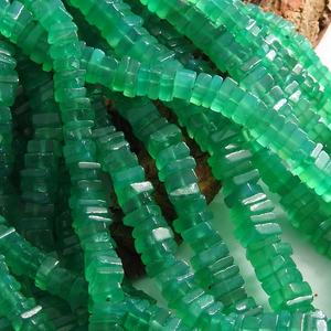 Nouveauté : Perles Heishi en Onyx Vert 100% Naturel, Lisses, 5mm, 16 Pouces, Forme Carrée, Certifiées par un tiers, PME GemsBeads Jewelry - Product Image 1