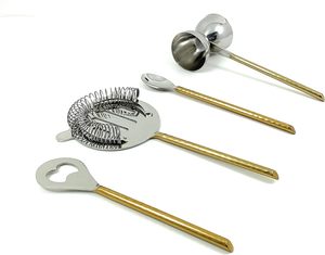 Luxury Metal Silver & Gold <b>Bar</b> <b>Tool</b> Set for an Awesome Drink Mixing Experience - Product Image 1