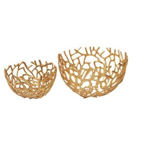 Bol rond décoratif en métal le plus luxueux avec bol de service à base de designer en or pour la décoration d'événements de fête. - Product Image 2