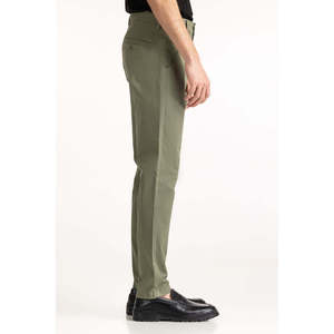 Pantalon Chino Slim Fit en Toile Vert Foncé Aviator 100% Coton MN-TRC-SS25-017 Style Formel Coupe Droite Logo Personnalisable sur le Côté - Product Image 5