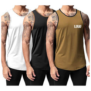 <b>Men's</b> Comfortable Stretchable Cotton Gym Workout Sports Vest <b>Men's</b> Sleeveless <b>Tank</b> <b>Top</b> with Rhinestone Technics for Fitness - Product Image 4