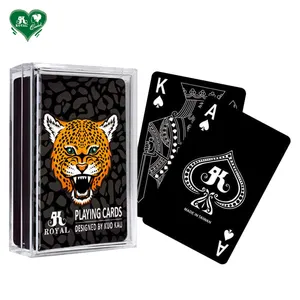 定制黑色背景彩色印刷，带光泽清漆动物图形系列纸牌扑克