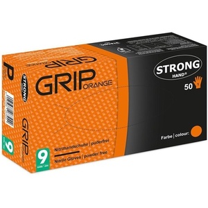 Disposable Nitrile Safety <b>Gloves</b> Orange Size 10-Strong Grip EN 388 & EN 374 PPE Category III 50-Piece Box by STRONGHAND - Product Image 3