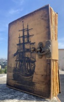 Journal de voyage rétro antique en cuir fait main, carnet de croquis en papier aquarelle avec logo gaufré, reliure à chevalet, couverture rigide - Cadeau