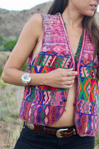 SRJ EXPORTS Gilet vintage d'art populaire, tissé à la main, brodé, 100% coton, magnifique tissage, trois boutons, grande taille, style Rajasthan, coupe trapèze - Product Image 4