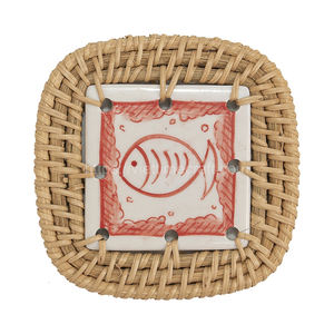 Hot Selling Set of 6 Rattan Mix <b>Ceramic</b> <b>Coaster</b> Serving Tables and Banquets From Vietnam Table Accessories Wholesale - Product Image 3