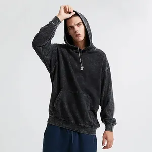 Sudadera con Lavado Ácido, Estilo Vintage, Holgada, de Felpa, Suave, Transpirable, Cómoda, Cálida, Informal, Estilo Urbano, 100% Algodón, Primavera - Product Image 2