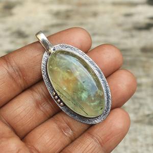 จี้925เงินแท้จี้หินอัญมณีพรีไนต์สร้อยคอทำด้วยมือเครื่องประดับอัญมณีพรีไนต์ของขวัญคริสต์มาสสำหรับเธอ - Product Image 4