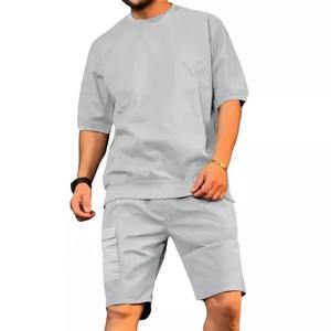 Trendy <b>Mens</b> <b>Summer</b> Two Piece Set Short Sleeve T <b>Shirt</b> and Shorts Casual Streetwear Outfit <b>for</b> Lounging or Running Errands - Product Image 2