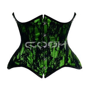 Corsé de Satén Gris con Encaje Negro, Fabricante de Pakistán - Product Image 3