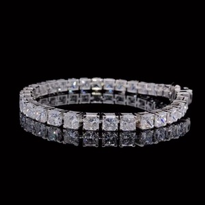 IGI Certified Lab Grown <b>Diamond</b> Filled Asscher Tennis <b>Bracelet</b> Unisex 18k White Gold Unique Luxury Wedding Jewelry White <b>Diamond</b> - Product Image 2