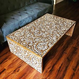 MUEBLES con incrustaciones de huesos, tradición artesanal, personalizada y Floral mesita de noche, armario con incrustaciones de huesos, sala de estar DE LA India - Product Image 1