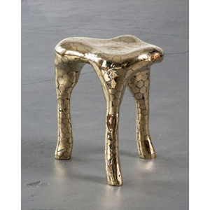 Tables basses et d'appoint élégantes en aluminium plaqué or, design de feuilles, pour la maison et les salons d'hôtels. - Product Image 5