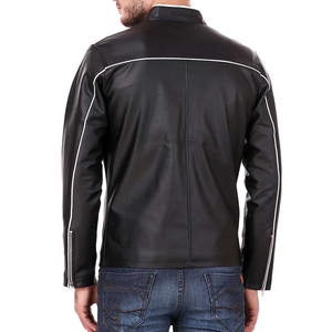 Veste en cuir pour homme de taille normale de qualité supérieure avec logo à l'avant, coupe-vent, imperméable, style de rue personnalisé, service OEM/ODM - Product Image 3