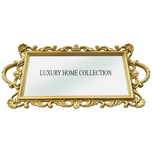 Bandeja de espejo de vidrio de metal de artesanía superior con bordes elegantes para espacios de vida lujosos e interiores refinados - Product Image 3