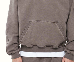 Sweats à capuche délavés à l'acide poids lourd 400 Gsm logo personnalisé sweat à capuche lavé vintage gris foncé vierge pour hommes OEM - Product Image 2