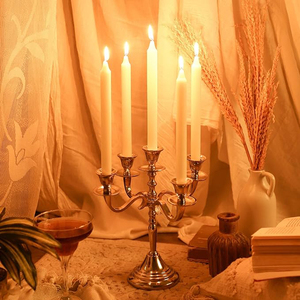 Hot Selling Customized 5-Arm <b>Candelabra</b> Gold Plated Metal Aluminum Crystal Unique Design Wedding Decor Candle Stand for Home Use - Product Image 5