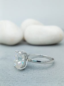 Forma ovalada 10K oro amarillo sólido VVS diamante solitario anillo de compromiso 2 CT plata esterlina boda banda regalo fiesta - Product Image 3