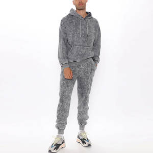 Chándal de invierno personalizado al por mayor para hombre, estilo hip hop, 100% algodón, lavado ácido, transpirable, resistente al viento, para correr - Product Image 1